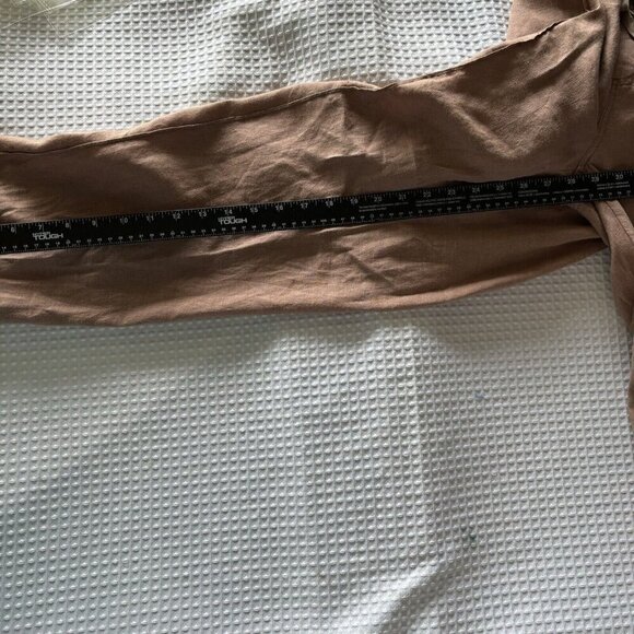 H by Halston Jogger Pants Med 100% Linen Pull On Elastic Drawstring Waist Tan - Picture 13 of 15